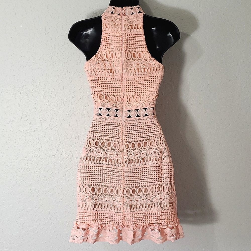 Blush Pink Crochet Mini Dress - Picture 5 of 8
